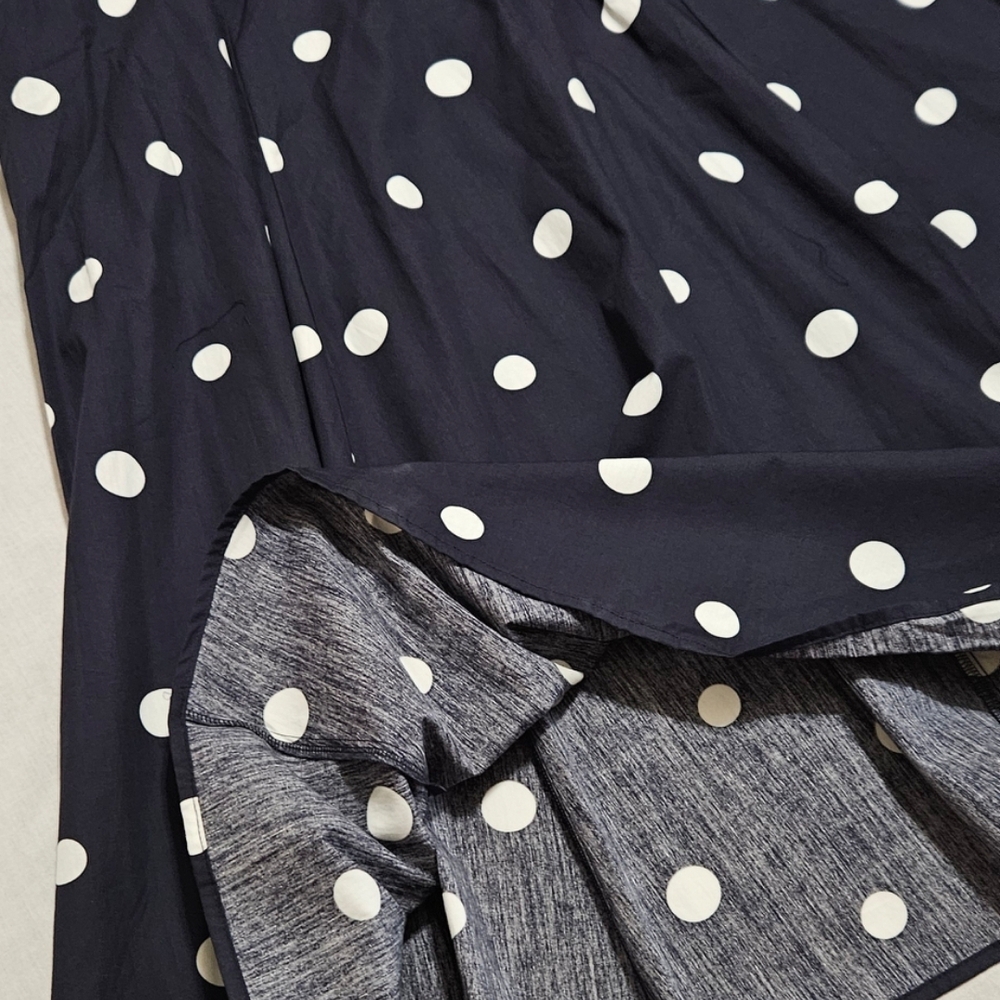 Free Assembly Cotton Polka Dot Maxi Dress Puff Sleeve Navy NWT - Picture 9 of 15
